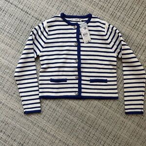 NWT Mango Blue and White Striped Cardigan